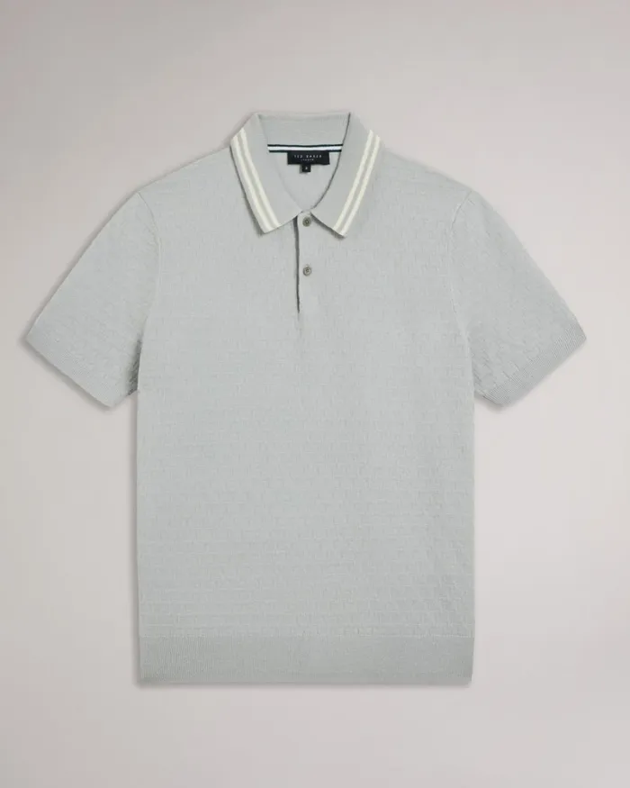 Short Sleeve Regular T Stitched Polo Shirt Light Gray Men Ted Baker Clothing