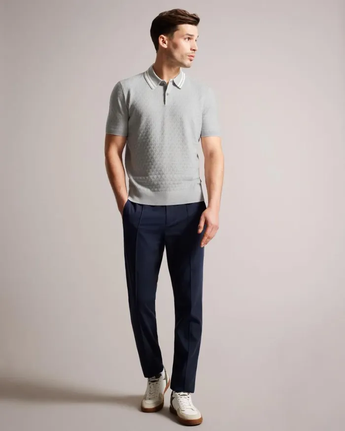 Short Sleeve Regular T Stitched Polo Shirt Light Gray Men Ted Baker Clothing