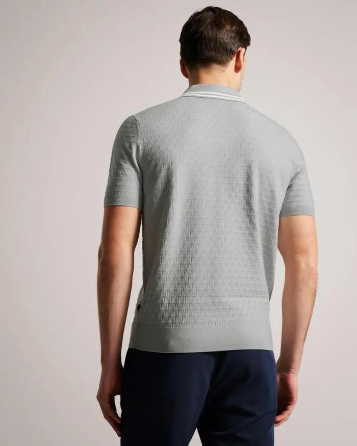 Short Sleeve Regular T Stitched Polo Shirt Light Gray Men Ted Baker Clothing