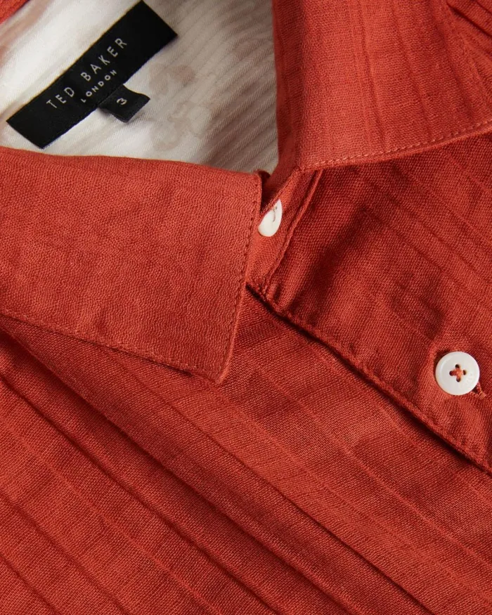 Short Sleeve Seersucker Shirt Burnt Red Men Ted Baker Shirts Short Sleeve Seersucker Shirt Burnt Red Men Ted Baker Shirts