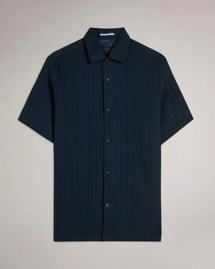 Short Sleeve Seersucker Shirt Navy Men Ted Baker Shirts
