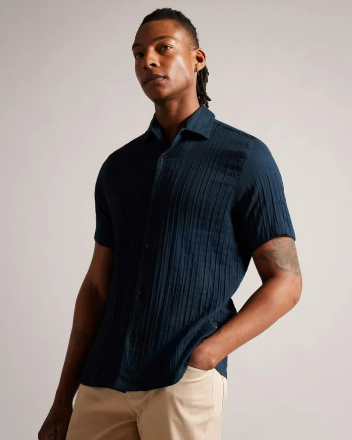 Short Sleeve Seersucker Shirt Navy Men Ted Baker Shirts Short Sleeve Seersucker Shirt Navy Men Ted Baker Shirts