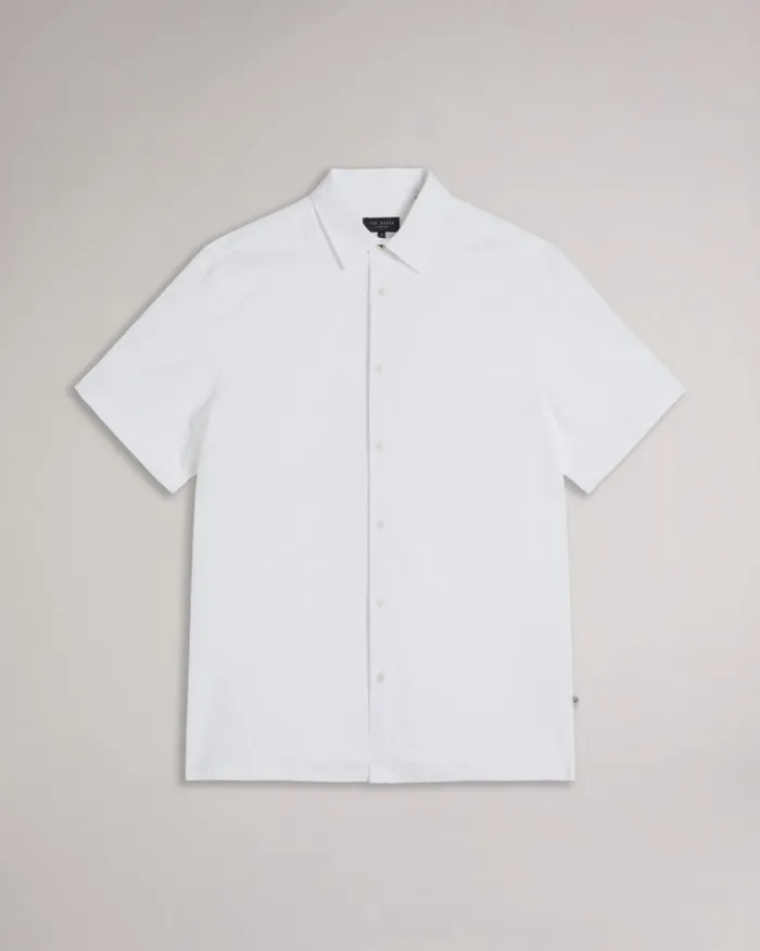 Short Sleeve Seersucker Shirt White Men Ted Baker Clothing