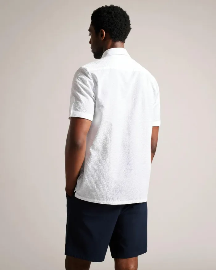 Short Sleeve Seersucker Shirt White Men Ted Baker Clothing Short Sleeve Seersucker Shirt White Men Ted Baker Clothing