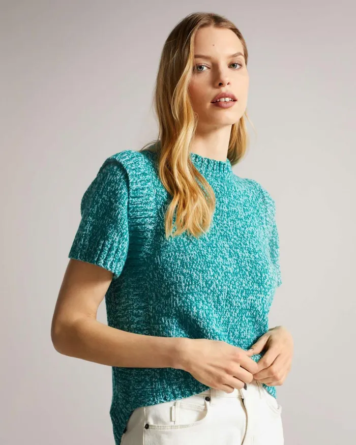 Short Sleeve Shoulder Detail Jumper Medium Green Women Ted Baker Tops and TShirts Short Sleeve Shoulder Detail Jumper Medium Green Women Ted Baker Tops and TShirts