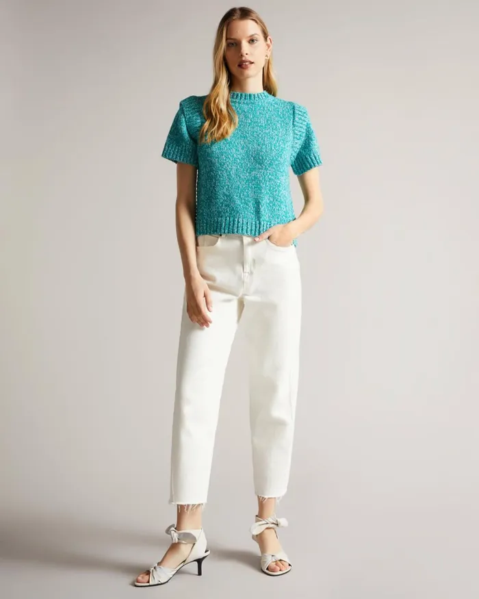 Short Sleeve Shoulder Detail Jumper Medium Green Women Ted Baker Tops and TShirts Short Sleeve Shoulder Detail Jumper Medium Green Women Ted Baker Tops and TShirts