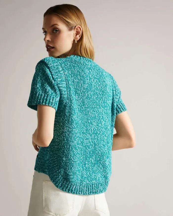 Short Sleeve Shoulder Detail Jumper Medium Green Women Ted Baker Tops and TShirts Short Sleeve Shoulder Detail Jumper Medium Green Women Ted Baker Tops and TShirts
