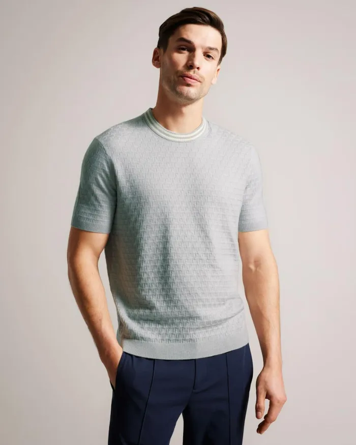 Short Sleeve T Stitched TShirt Gray Men Ted Baker Clothing Short Sleeve T Stitched TShirt Gray Men Ted Baker Clothing