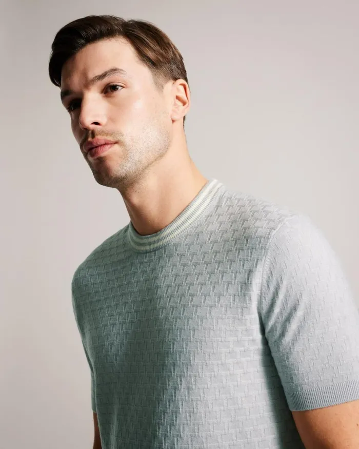 Short Sleeve T Stitched TShirt Gray Men Ted Baker Clothing Short Sleeve T Stitched TShirt Gray Men Ted Baker Clothing