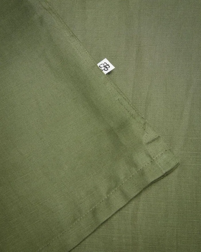 Short Sleeve Tencel Linen Revera Collar Shirt Olive Men Ted Baker Clothing