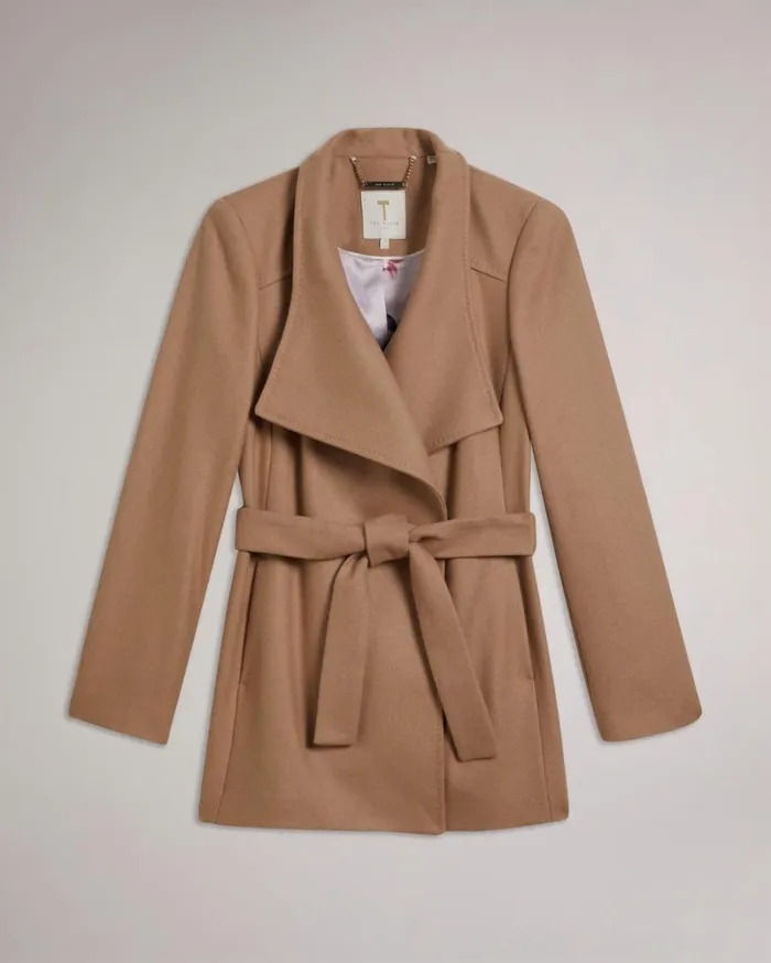 Short Wool Wrap Coat Natural Women Ted Baker Coats and Jackets