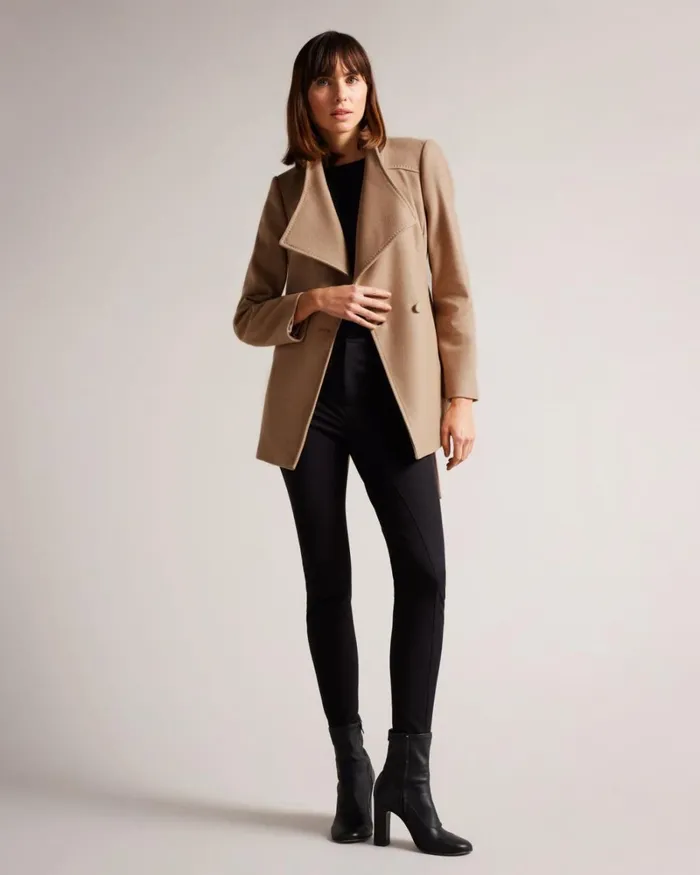 Short Wool Wrap Coat Natural Women Ted Baker Coats and Jackets Short Wool Wrap Coat Natural Women Ted Baker Coats and Jackets