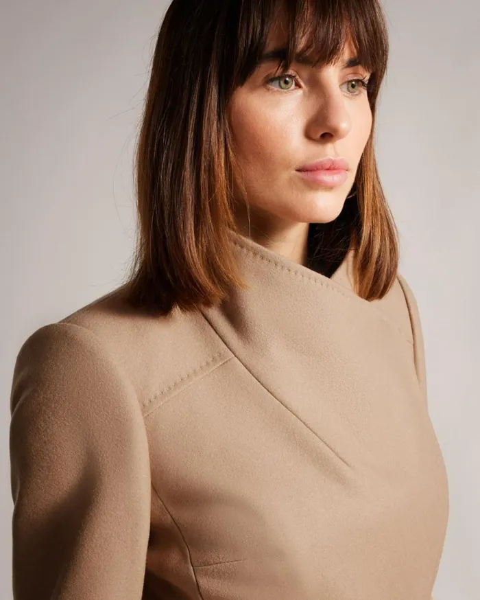 Short Wool Wrap Coat Natural Women Ted Baker Coats and Jackets Short Wool Wrap Coat Natural Women Ted Baker Coats and Jackets