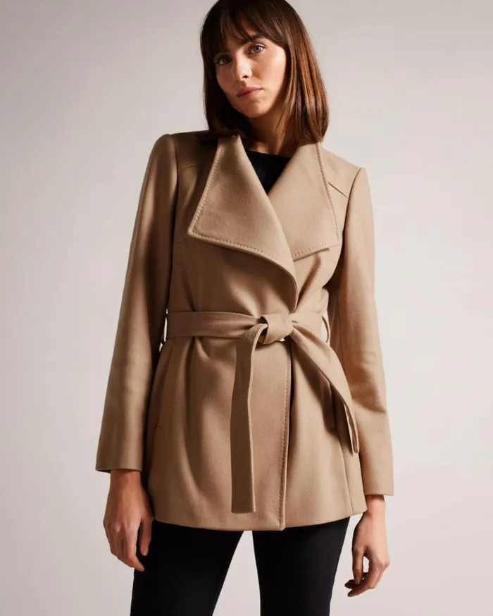 Short Wool Wrap Coat Natural Women Ted Baker Coats and Jackets Short Wool Wrap Coat Natural Women Ted Baker Coats and Jackets
