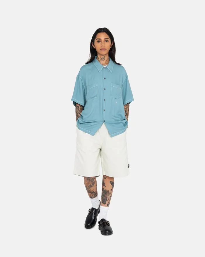 Shorts Men Stussy BRUSHED BEACH SHORT Bone Shorts Men Stussy BRUSHED BEACH SHORT Bone