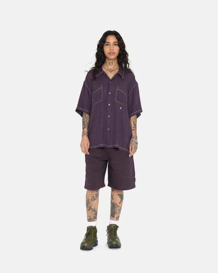Shorts Men Stussy BRUSHED BEACH SHORT Wine Shorts Men Stussy BRUSHED BEACH SHORT Wine