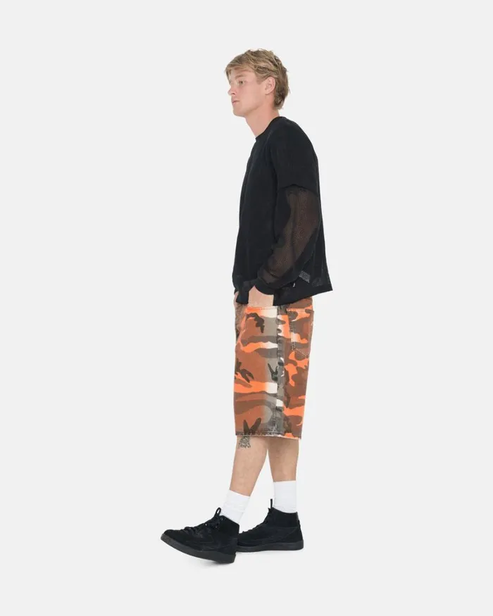 Shorts Men Stussy SPRAY DYE BIG OL039 SHORTS Orange Camo Shorts Men Stussy SPRAY DYE BIG OL039 SHORTS Orange Camo