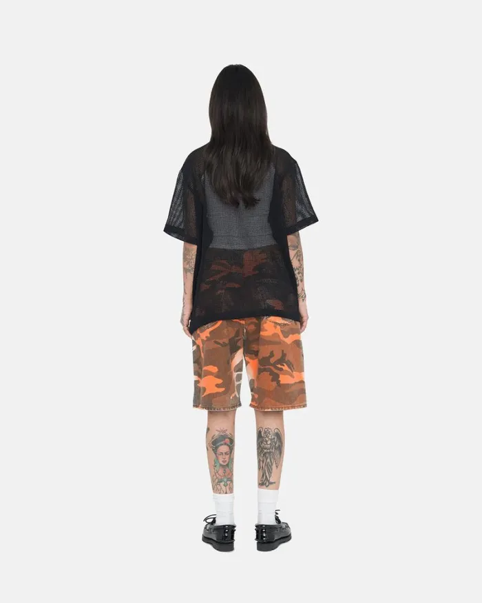 Shorts Men Stussy SPRAY DYE BIG OL039 SHORTS Orange Camo Shorts Men Stussy SPRAY DYE BIG OL039 SHORTS Orange Camo