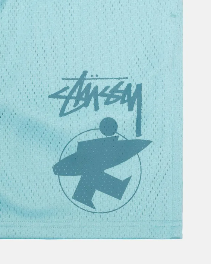 Shorts Men Stussy SURFMAN MESH SHORT Aqua Shorts Men Stussy SURFMAN MESH SHORT Aqua