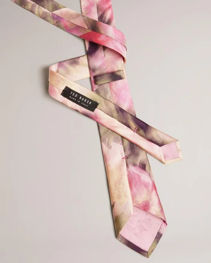 Silk Blurred Floral Print Tie Pink Men Ted Baker Ties and Bow Ties