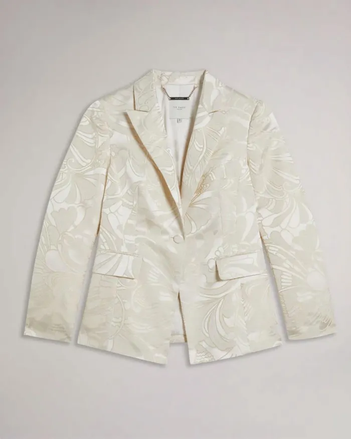 Single Breasted Slim Fit Jacquard Blazer Natural Women Ted Baker Clothing