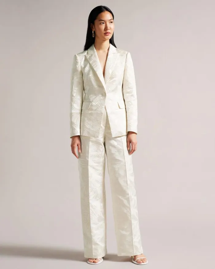 Single Breasted Slim Fit Jacquard Blazer Natural Women Ted Baker Clothing Single Breasted Slim Fit Jacquard Blazer Natural Women Ted Baker Clothing