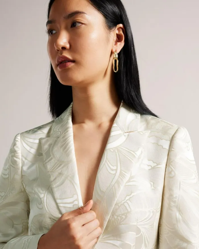 Single Breasted Slim Fit Jacquard Blazer Natural Women Ted Baker Clothing Single Breasted Slim Fit Jacquard Blazer Natural Women Ted Baker Clothing