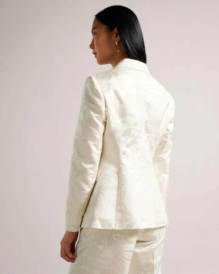 Single Breasted Slim Fit Jacquard Blazer Natural Women Ted Baker Clothing Single Breasted Slim Fit Jacquard Blazer Natural Women Ted Baker Clothing