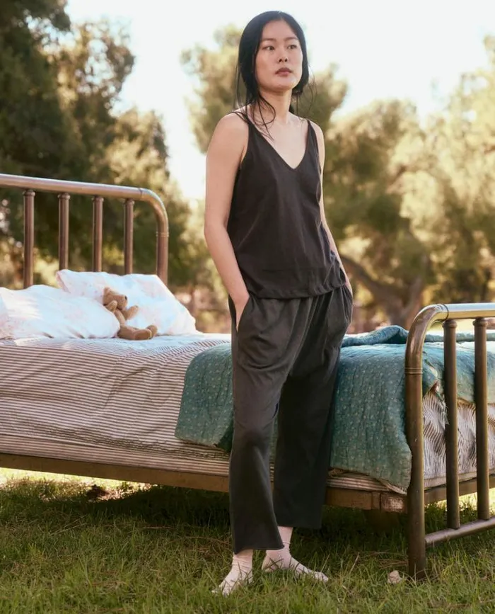 Sleep Bottoms Women039s The Great The Lounge Crop Washed Black