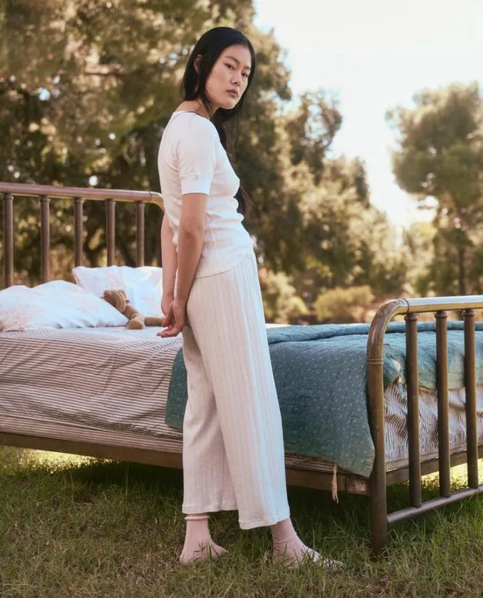 Sleep Bottoms Women039s The Great The Pointelle Easy Button Sleep Pant White