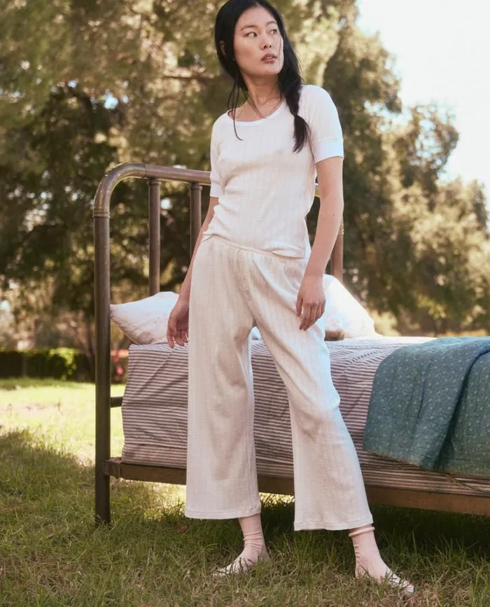 Sleep Bottoms Women039s The Great The Pointelle Easy Button Sleep Pant White