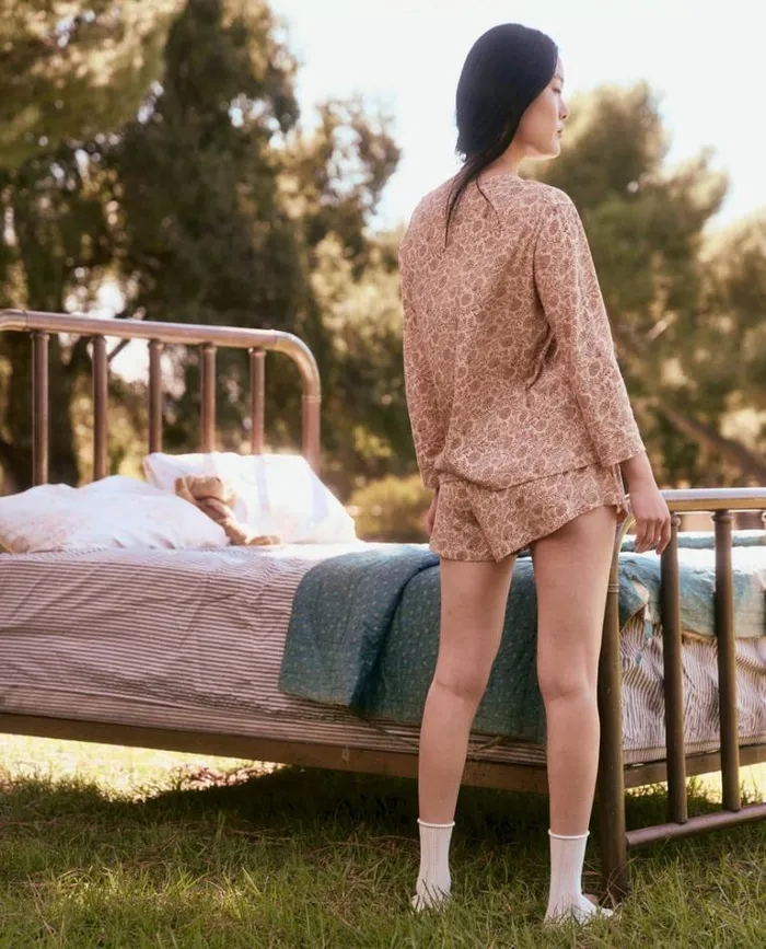 Sleep Bottoms Women039s The Great The Tap Short Pink Clay Feather Grass