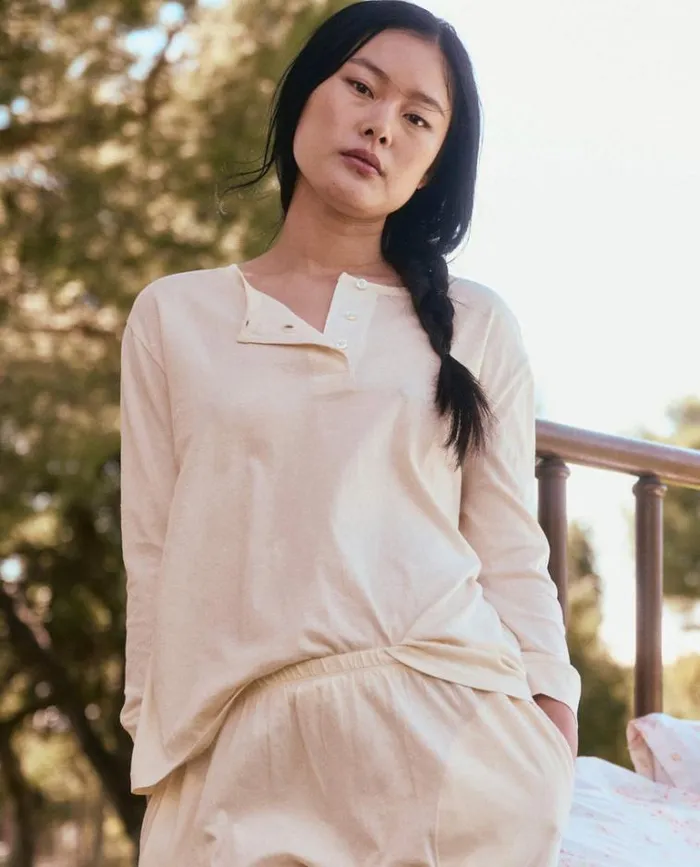 Sleep Tops Women039s The Great The Sleep Henley Washed White