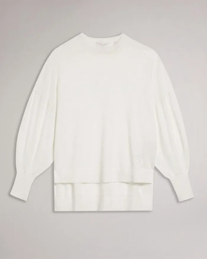 Sleeve Detailed Jumper White Women Ted Baker Sweaters
