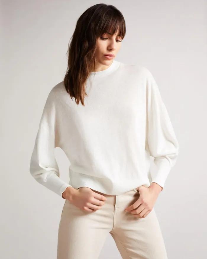 Sleeve Detailed Jumper White Women Ted Baker Sweaters Sleeve Detailed Jumper White Women Ted Baker Sweaters
