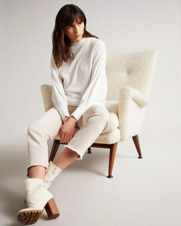 Sleeve Detailed Jumper White Women Ted Baker Sweaters Sleeve Detailed Jumper White Women Ted Baker Sweaters