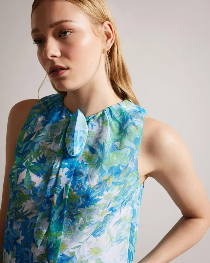 Sleeveless Floral Top With Tie Detail White Women Ted Baker Clothing