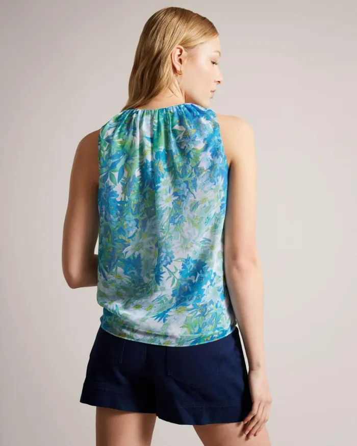 Sleeveless Floral Top With Tie Detail White Women Ted Baker Clothing