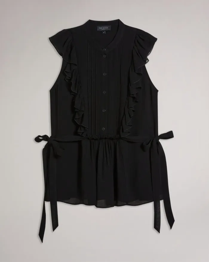 Sleeveless Frilled Top Black Women Ted Baker Clothing