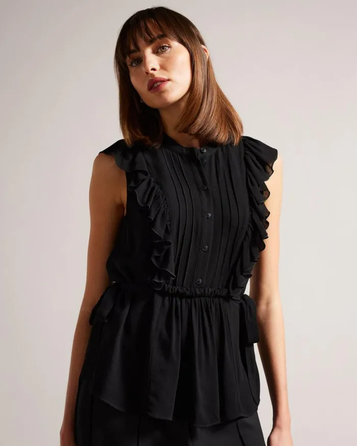 Sleeveless Frilled Top Black Women Ted Baker Clothing Sleeveless Frilled Top Black Women Ted Baker Clothing
