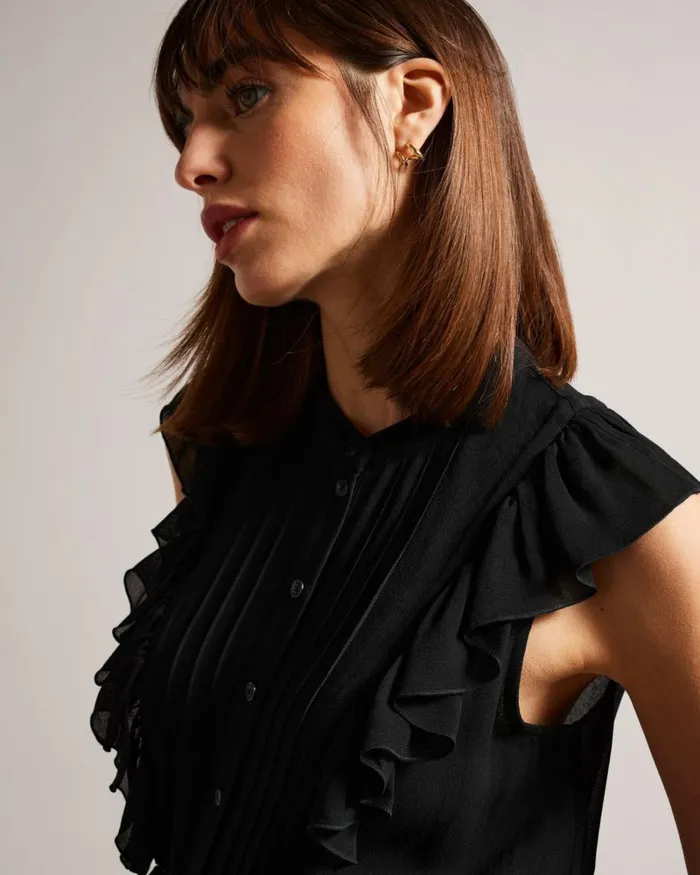 Sleeveless Frilled Top Black Women Ted Baker Clothing Sleeveless Frilled Top Black Women Ted Baker Clothing