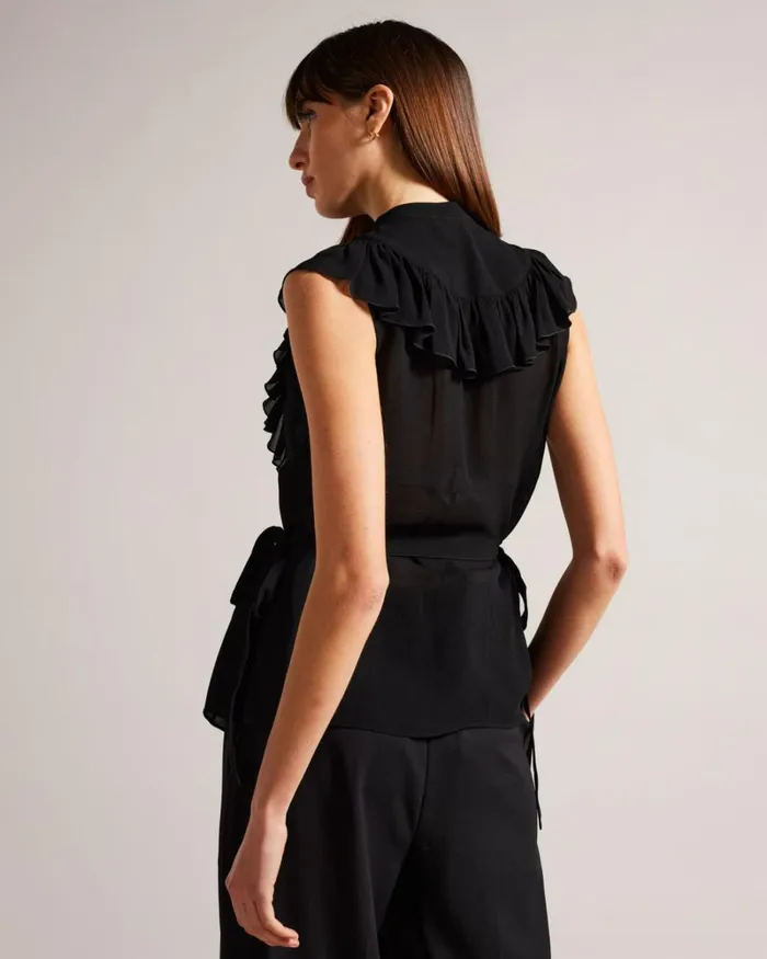 Sleeveless Frilled Top Black Women Ted Baker Clothing Sleeveless Frilled Top Black Women Ted Baker Clothing