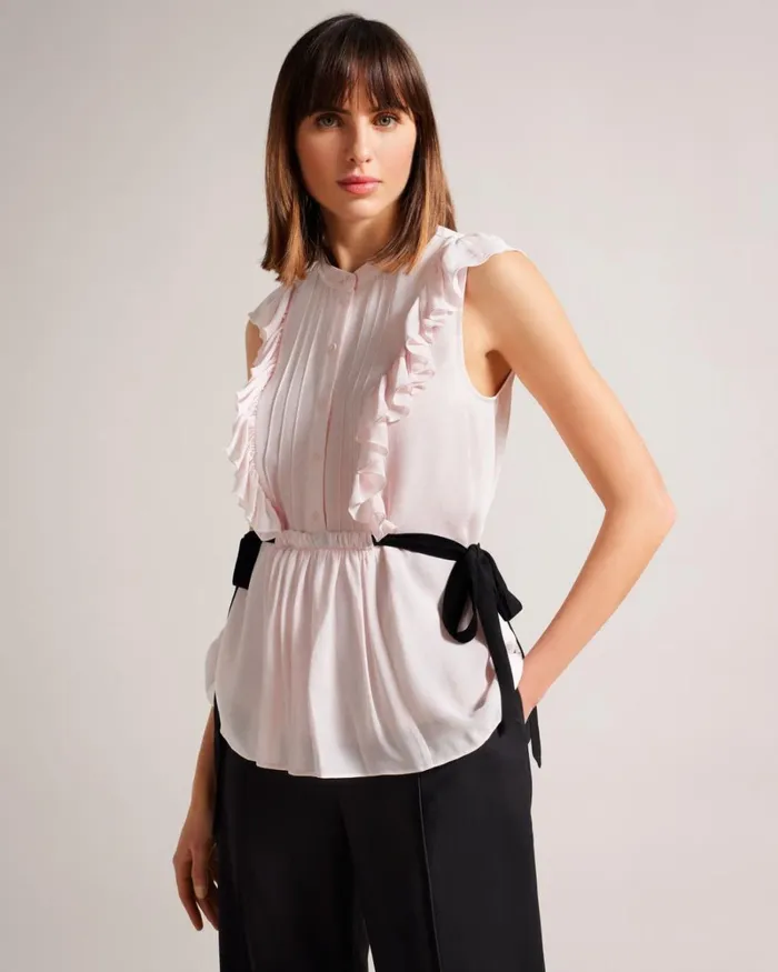 Sleeveless Frilled Top Light Nude Women Ted Baker Clothing Sleeveless Frilled Top Light Nude Women Ted Baker Clothing