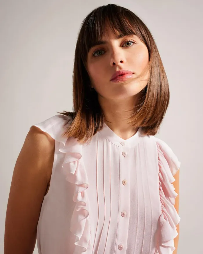 Sleeveless Frilled Top Light Nude Women Ted Baker Clothing Sleeveless Frilled Top Light Nude Women Ted Baker Clothing