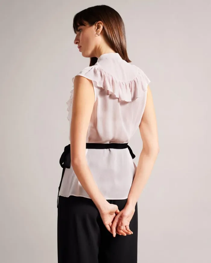 Sleeveless Frilled Top Light Nude Women Ted Baker Clothing Sleeveless Frilled Top Light Nude Women Ted Baker Clothing
