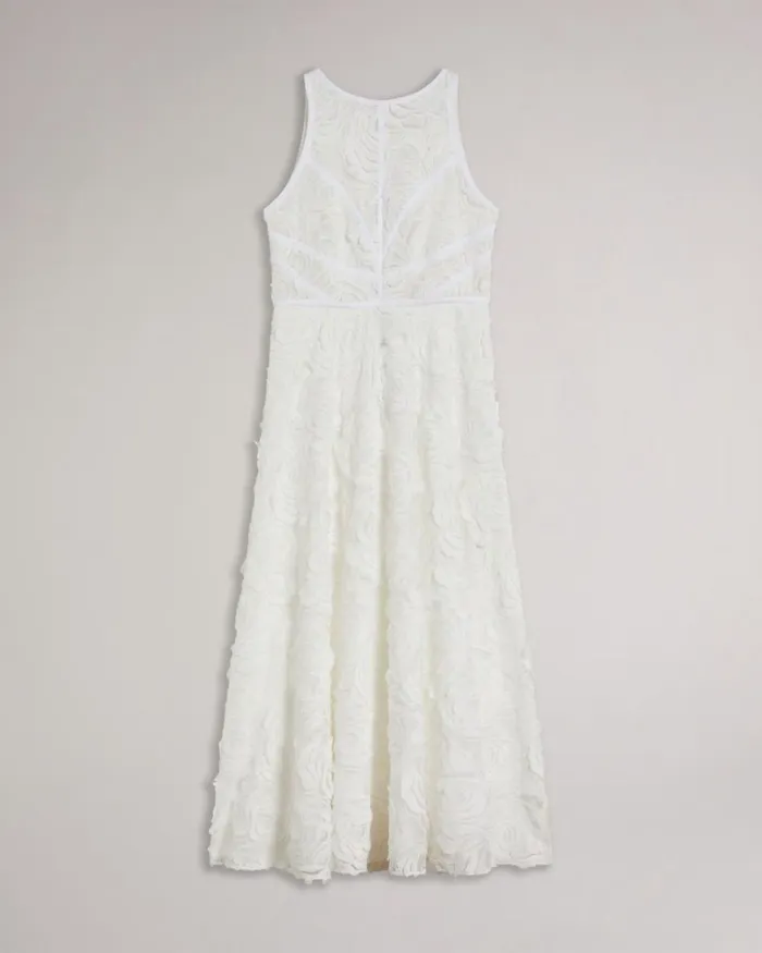Sleeveless Midaxi Dress With Rose Texture White Women Ted Baker Dresses