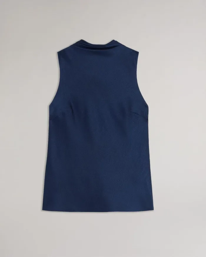 Sleeveless Satin Cowl Neck Top Dark Blue Women Ted Baker Clothing