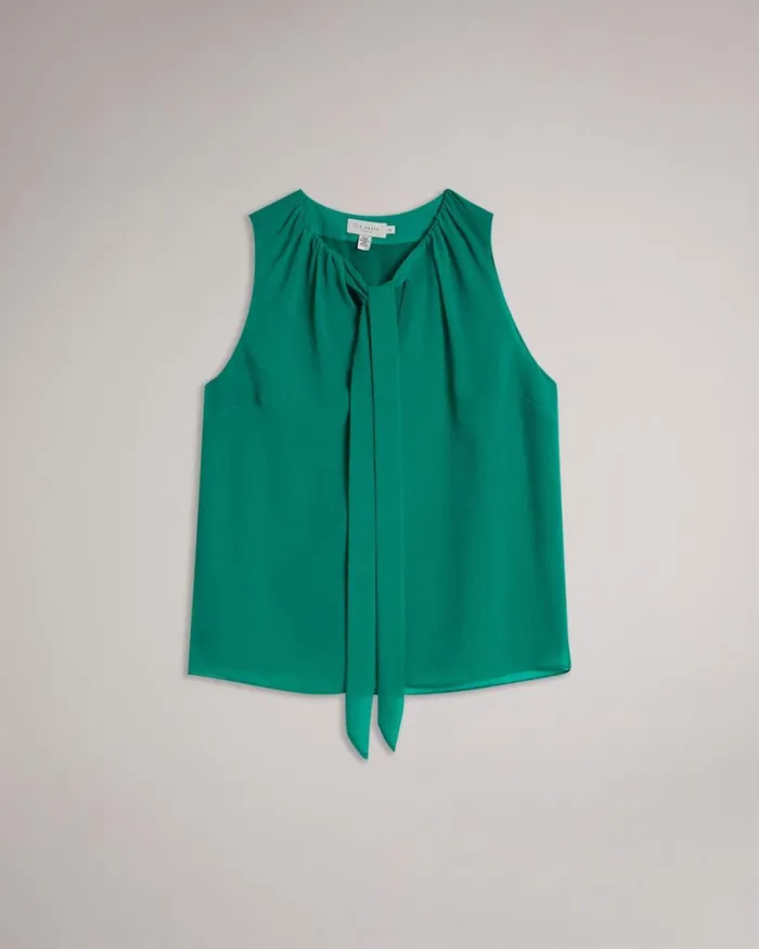 Sleeveless Top With Tie Detail Green Women Ted Baker Clothing