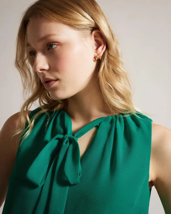 Sleeveless Top With Tie Detail Green Women Ted Baker Clothing Sleeveless Top With Tie Detail Green Women Ted Baker Clothing