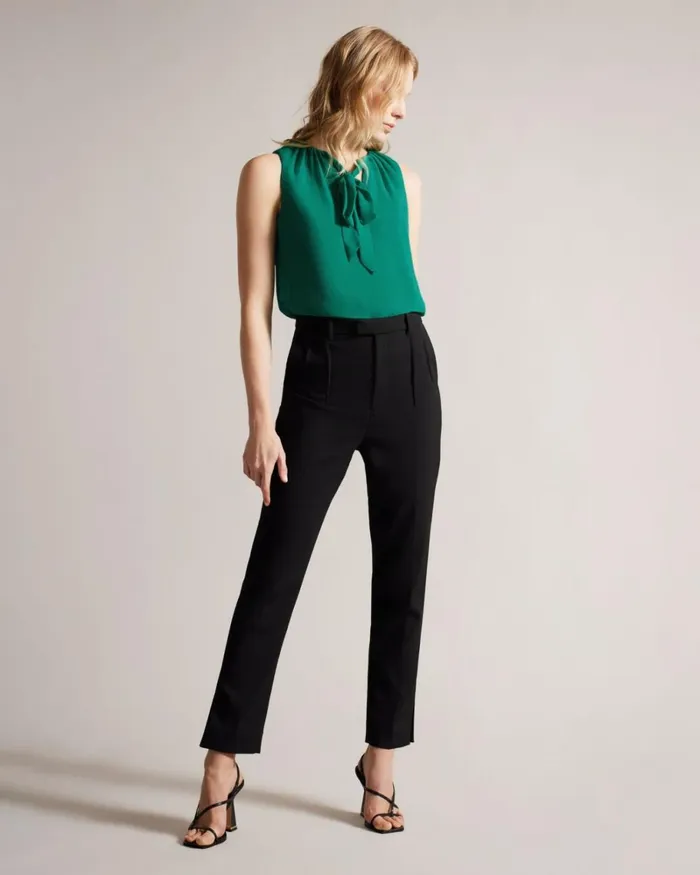 Sleeveless Top With Tie Detail Green Women Ted Baker Clothing Sleeveless Top With Tie Detail Green Women Ted Baker Clothing